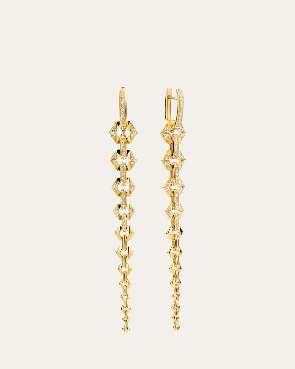 18K Yellow Gold Flow Earrings with Diamonds